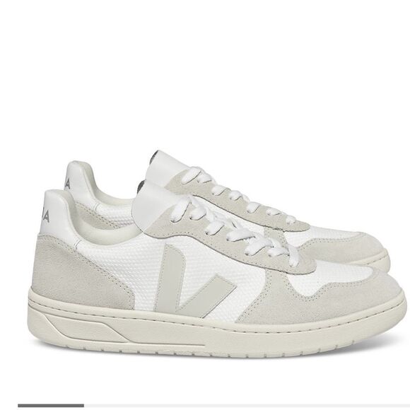 Veja | Men's V-10 Low Top Mesh and Suede Sneakers | Color: Neutral | Size: US 7 - Picture 1 of 6